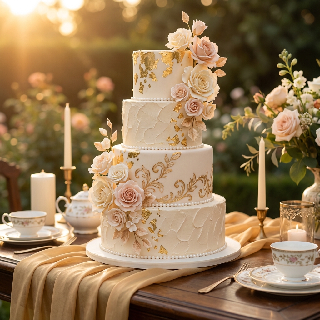 Signature cake in warm light